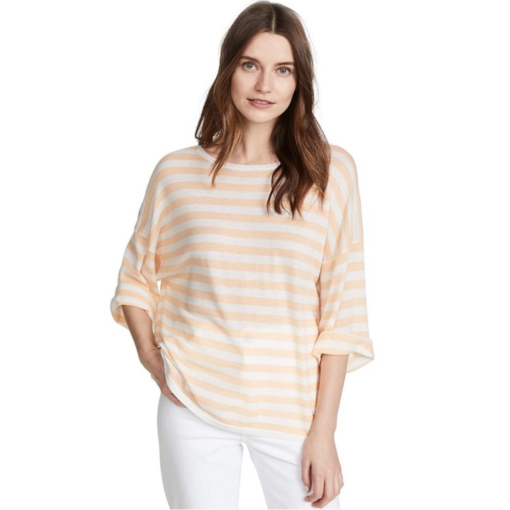 NEW VINCE STRIPED WOOL BLEND TEE